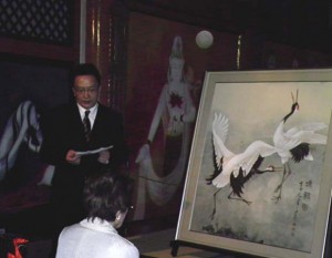 周之江先生ご挨拶 周之江 「瑞鶴図」 奉納 壬生寺